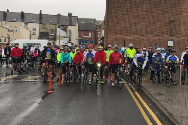 Barrett Steel staff and friends battle through rain to cycle 100 miles in memory of PC Mick Atkinson