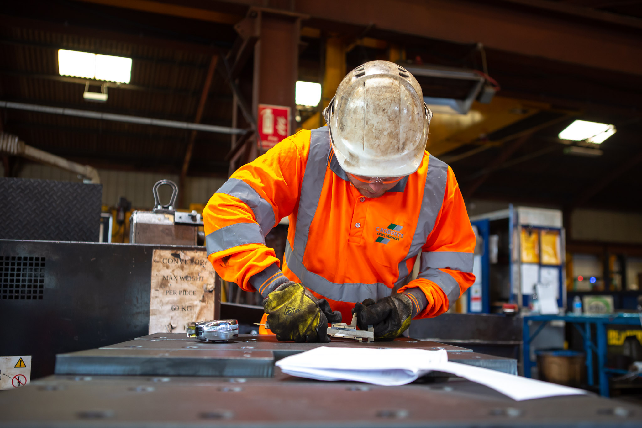 Steel being profiled and checked at Rotherham
